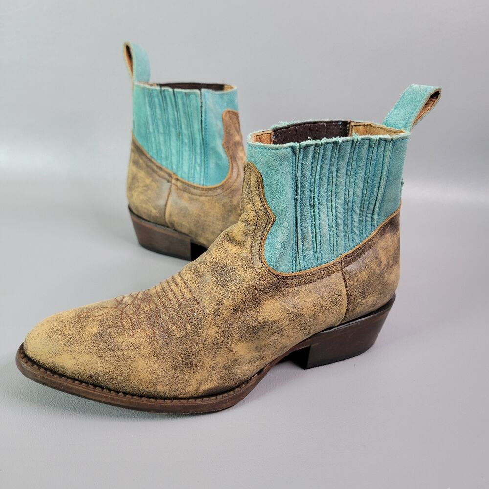 Matisse Western Boot Leather Women's Booties Brown Green Size 6